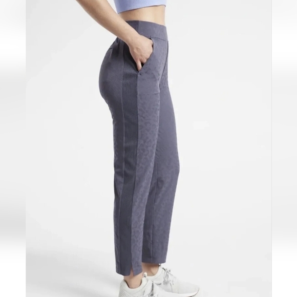 Athleta Brooklyn Textured Ankle Pant#980401Leopard Medieval Violet Size 8 - Picture 2 of 14